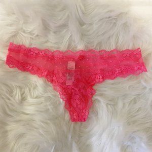 Victoria's Secret Lace Thong Hot Pink Small